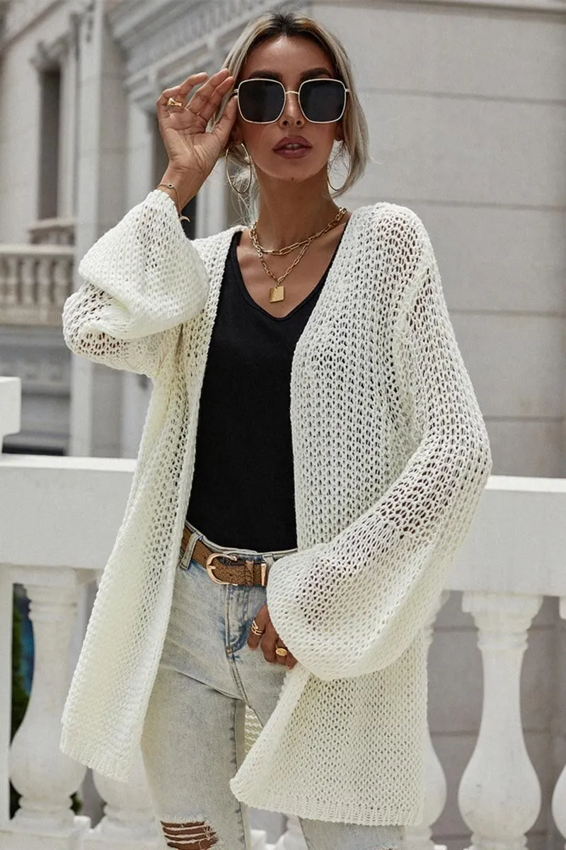 CROCHET LONG SLEEVE KNIT CARDIGAN SWEATER COATS