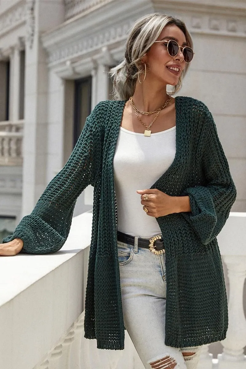 CROCHET LONG SLEEVE KNIT CARDIGAN SWEATER COATS