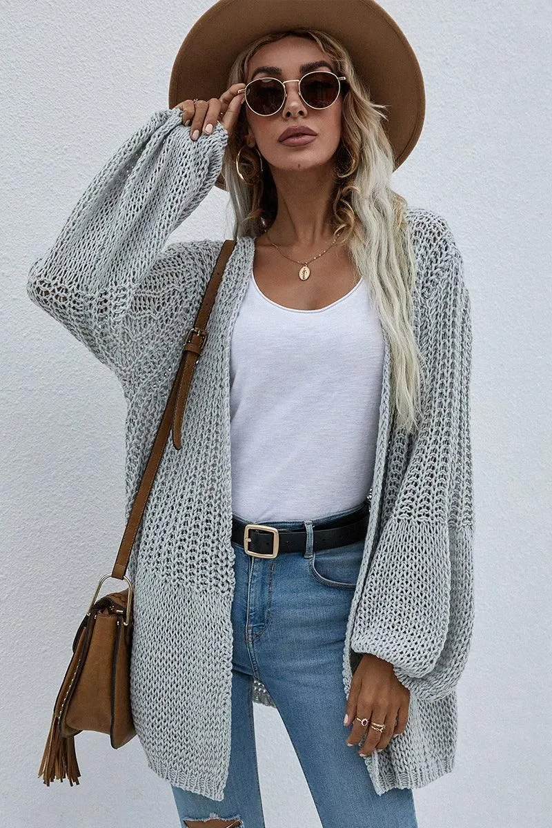 CROCHET LONG SLEEVE KNIT CARDIGAN SWEATER COATS