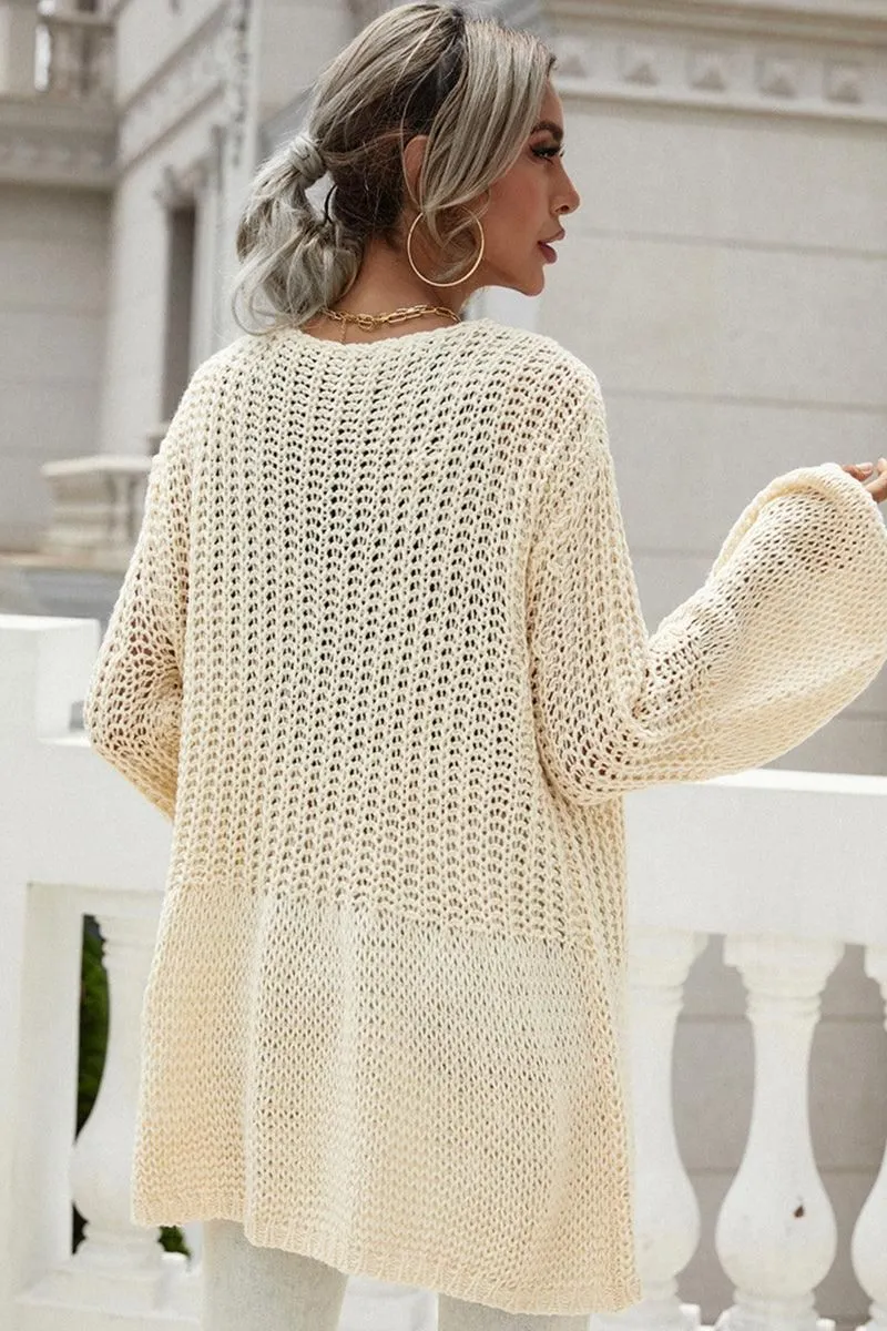 CROCHET LONG SLEEVE KNIT CARDIGAN SWEATER COATS