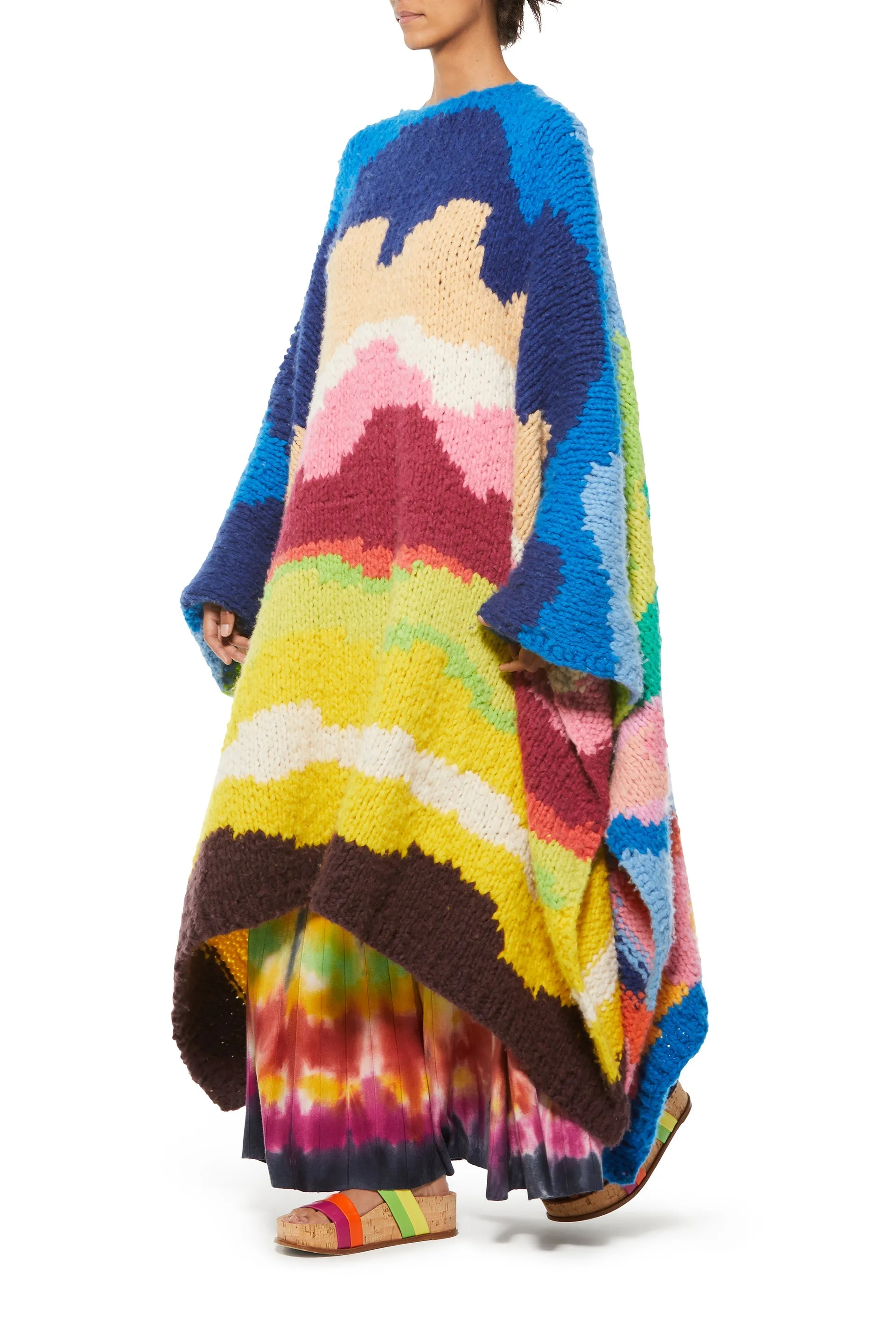 Debs Knit Poncho in Mineral Multi Welfat Cashmere