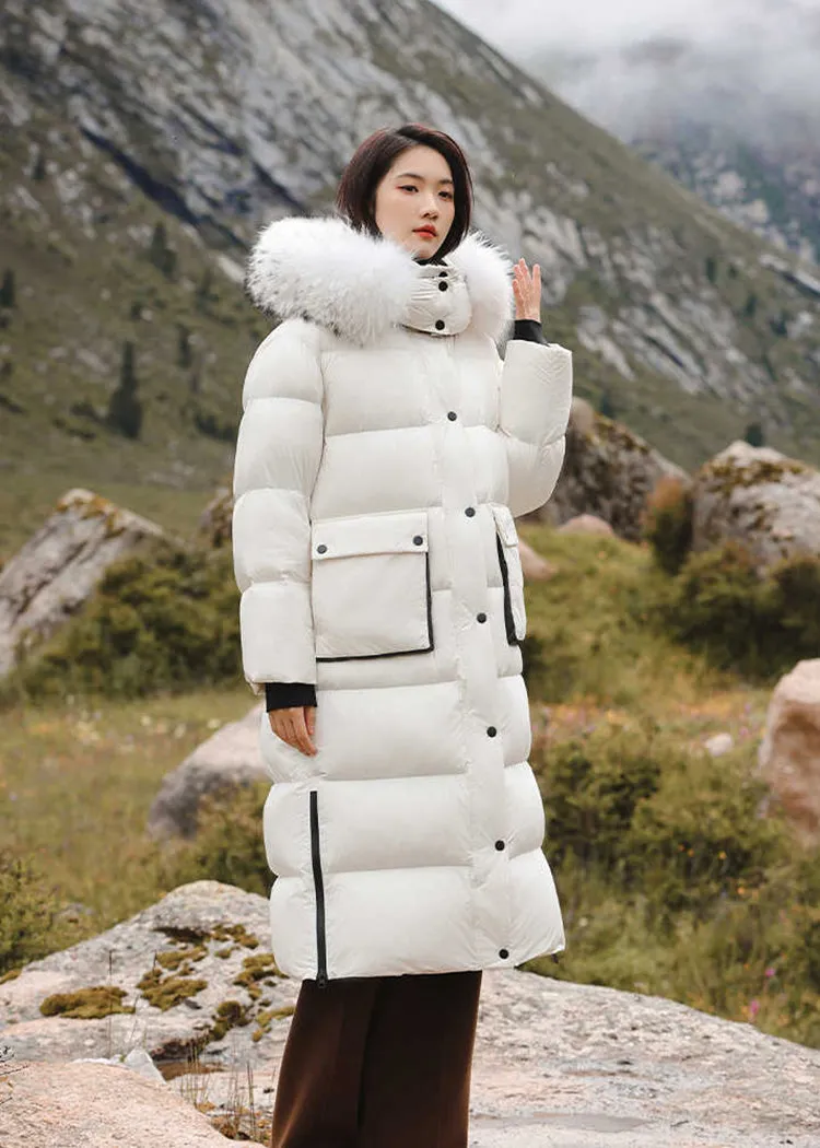 Detachable Fur Collar Hooded Long Puffer Parka