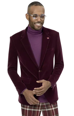 EJ Samuel Burgundy Velvet Blazer J134