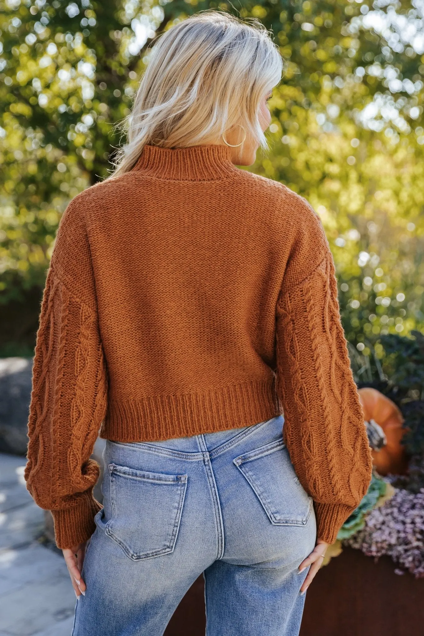 Fall Fest Cable Knit Sweater - Burnt Orange - FINAL SALE