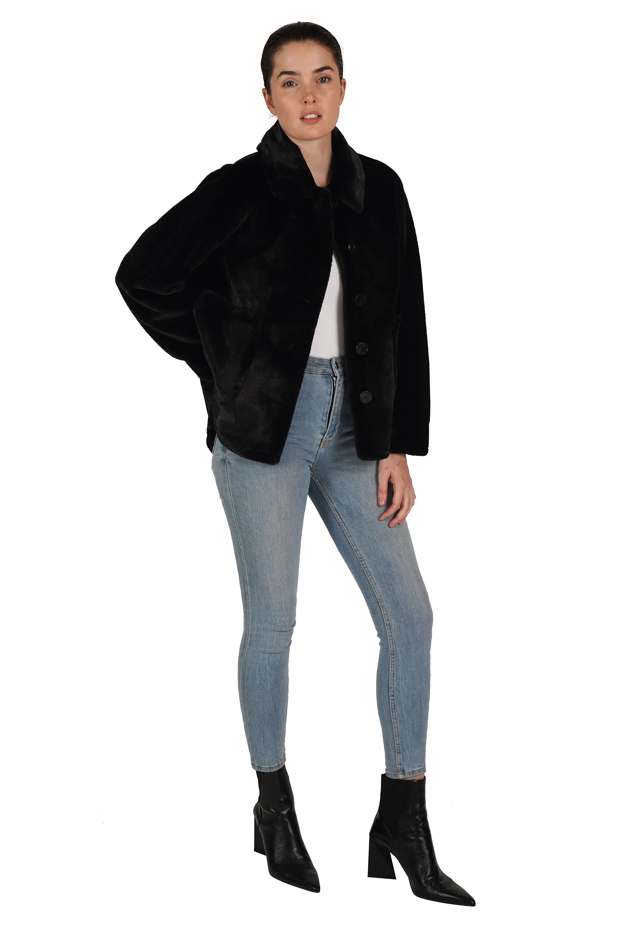 Faux Fur Button Coat