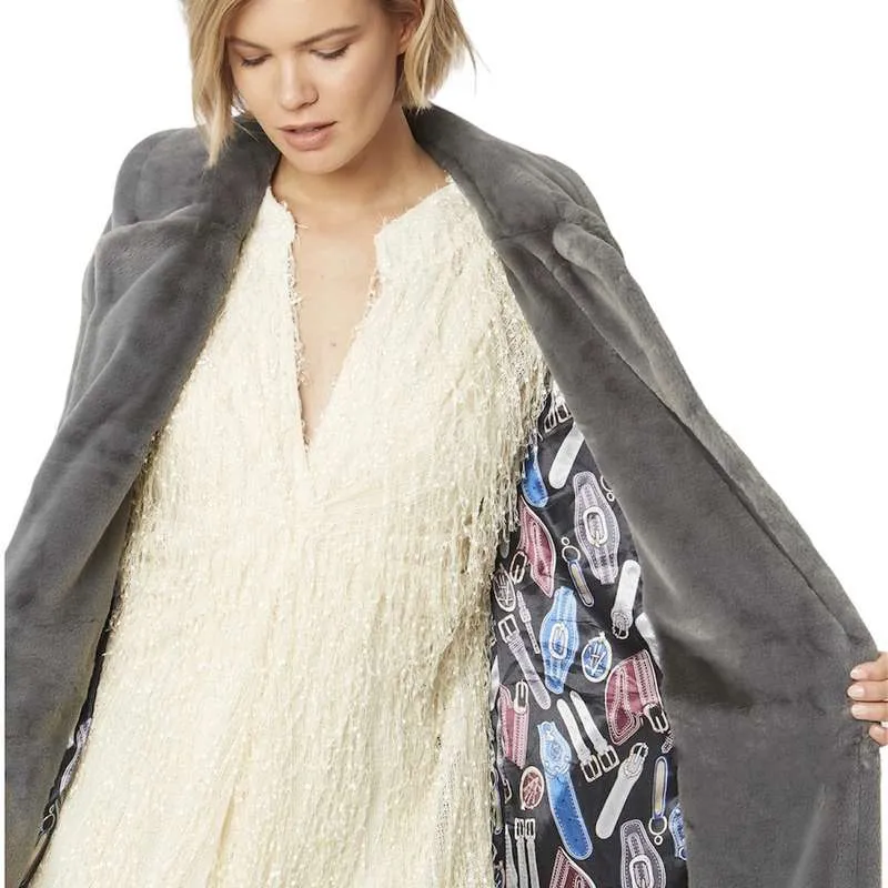 Faux Fur Maxi Coat Grey