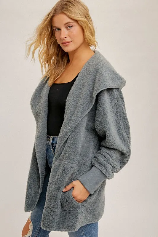 Faux fur So Soft plush hooded jacket with pockets - Assorted Colors