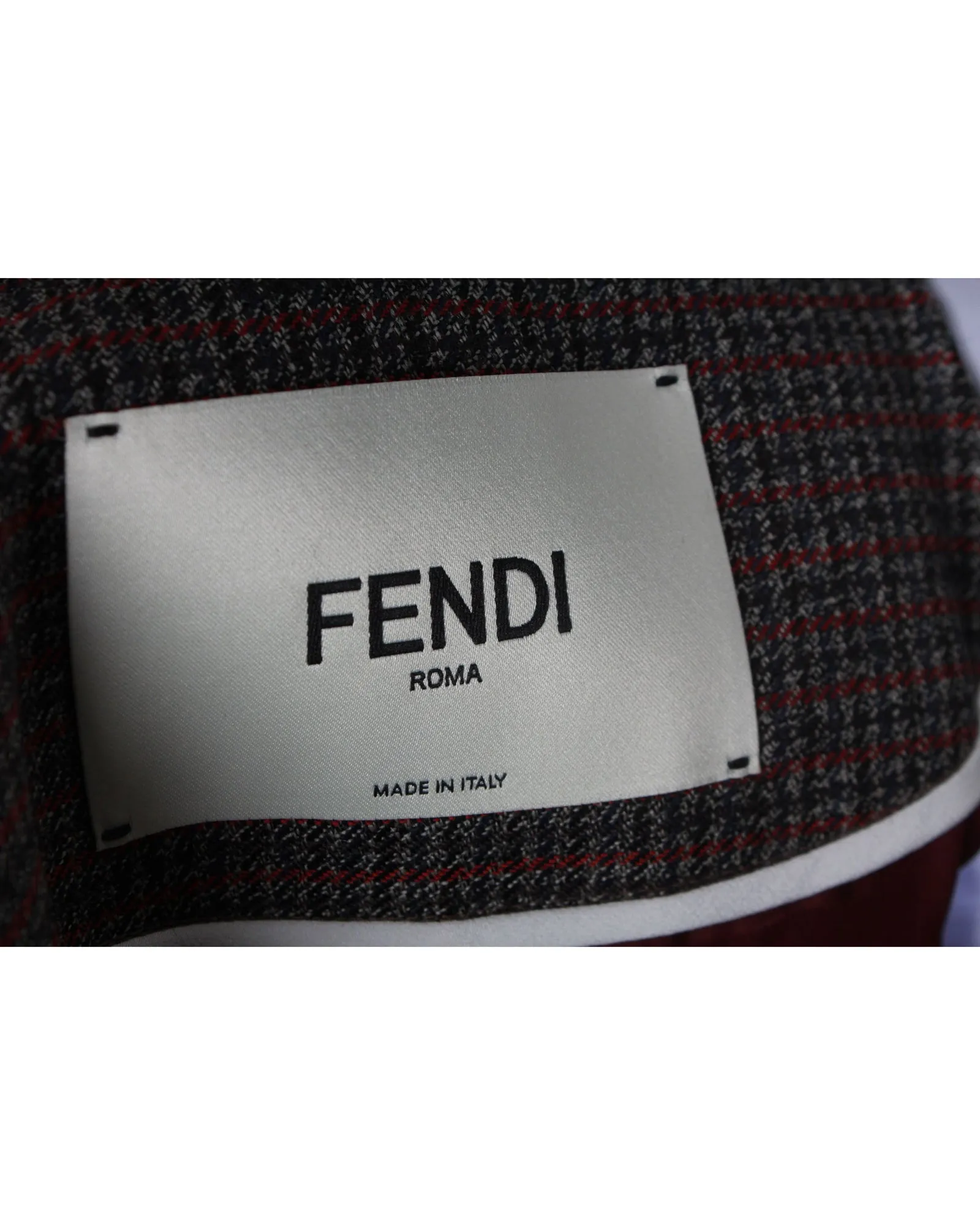 Fendi Gingham Trench Coat in Brown Virgin Wool