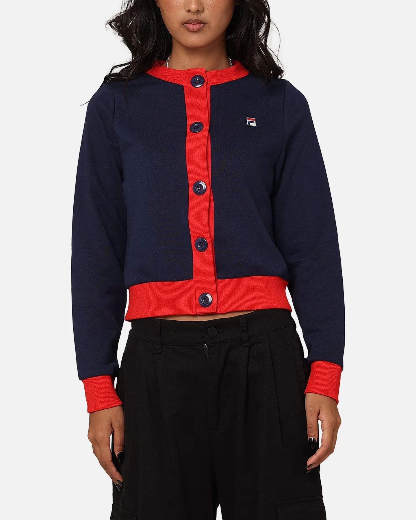 Fila Women's Dellia Cropped Fleece Cardigan Fila Navy/Fila