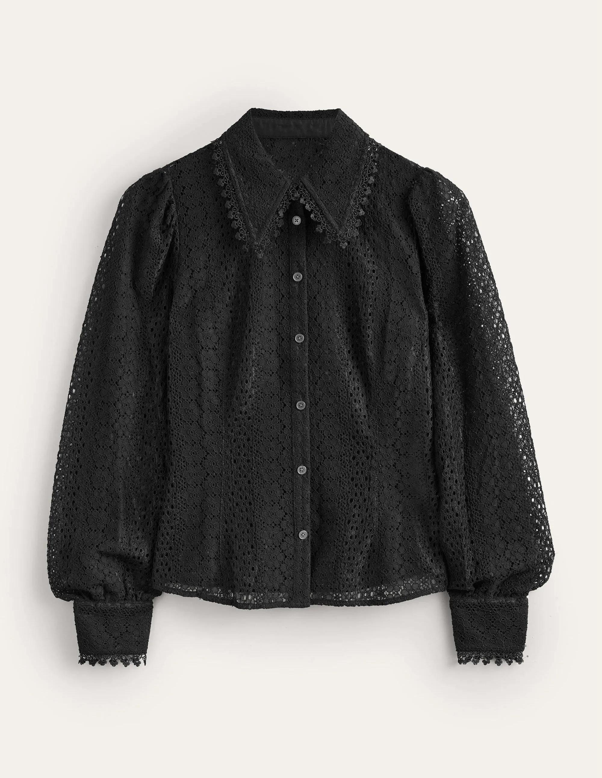 Fitted Lace Shirt-Black