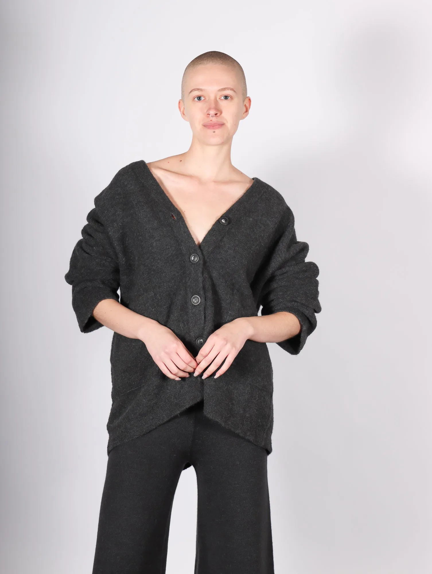 Fleece Cardigan in Ink by Lauren Manoogian