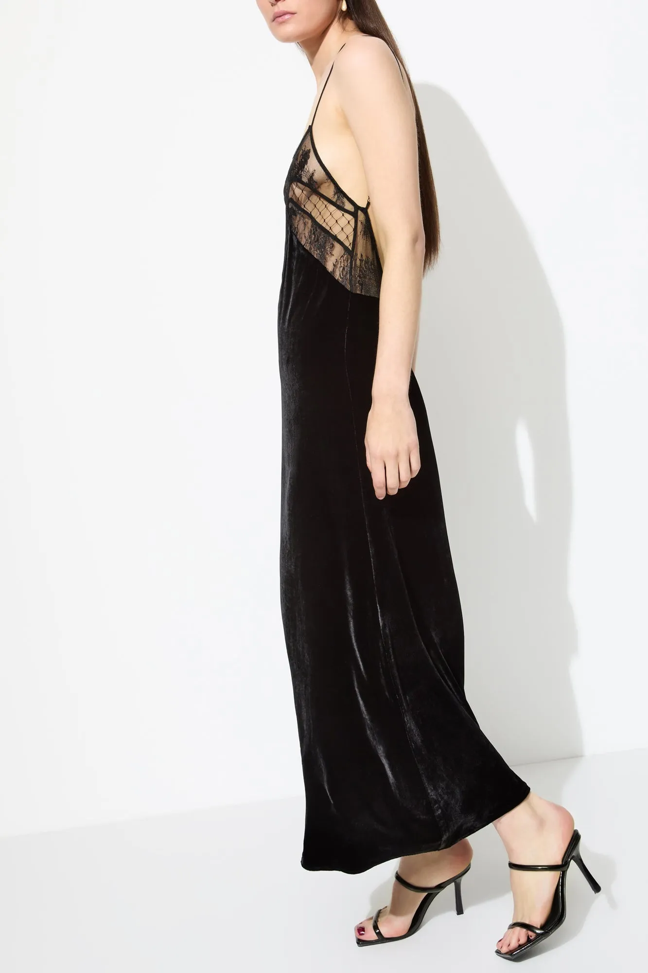 FRANCINE VELVET SLIP DRESS {BLACK}