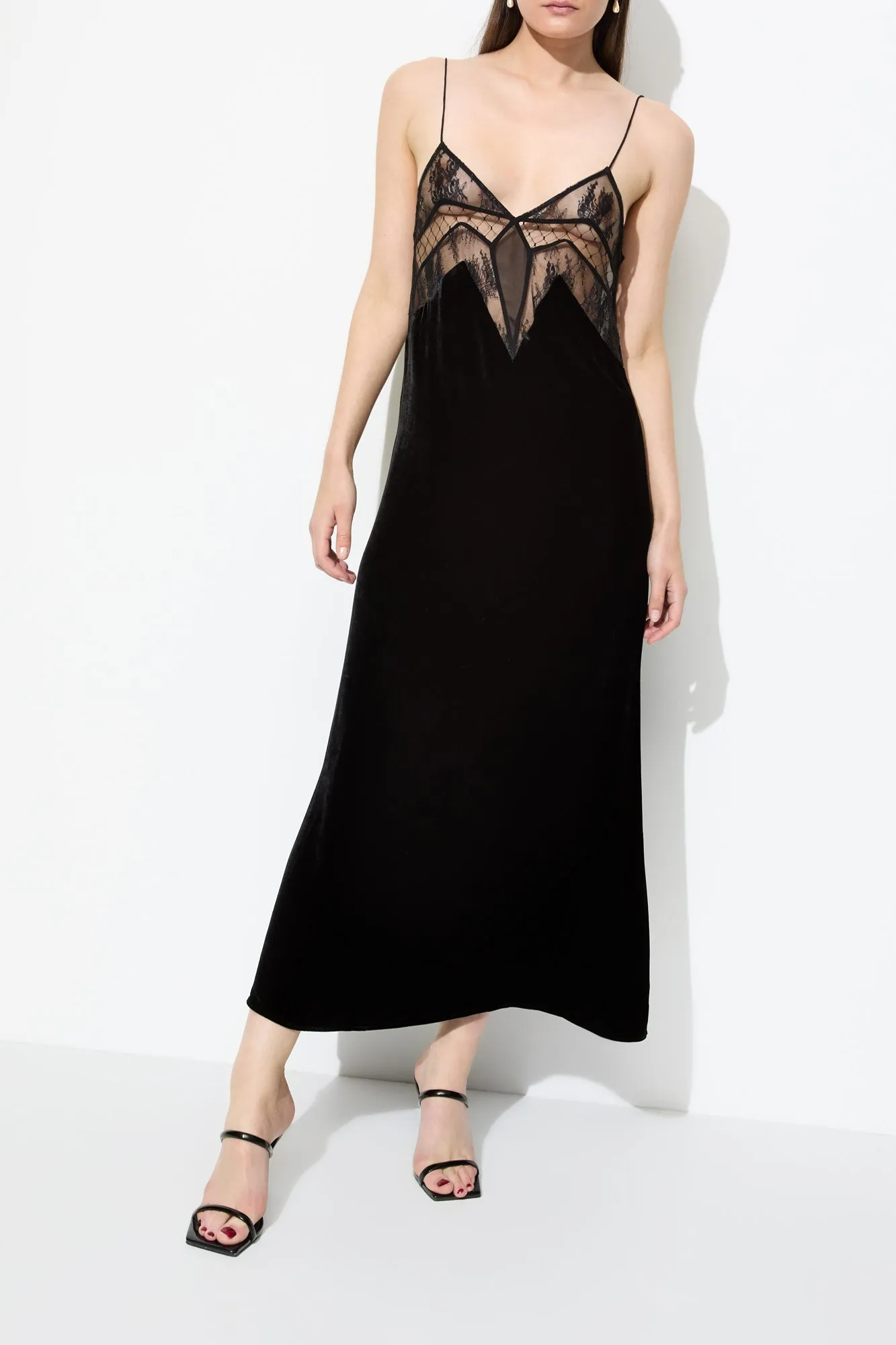 FRANCINE VELVET SLIP DRESS {BLACK}