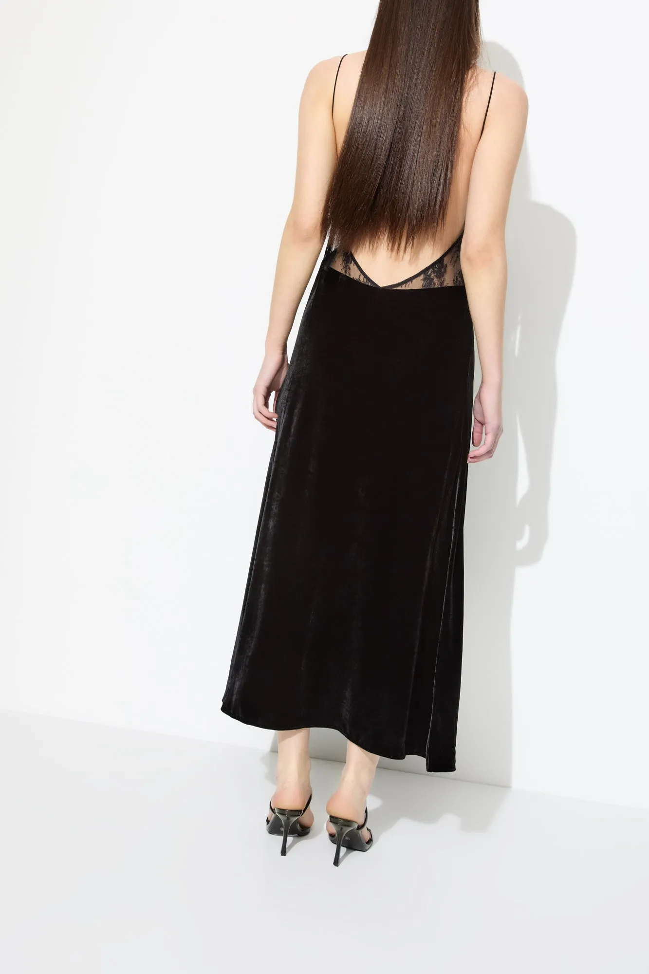 FRANCINE VELVET SLIP DRESS {BLACK}