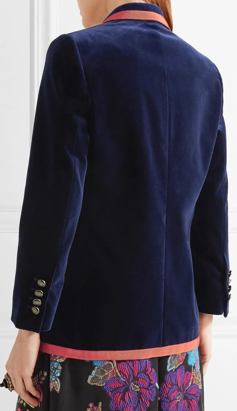 Grosgrain-Trimmed Velvet Blazer