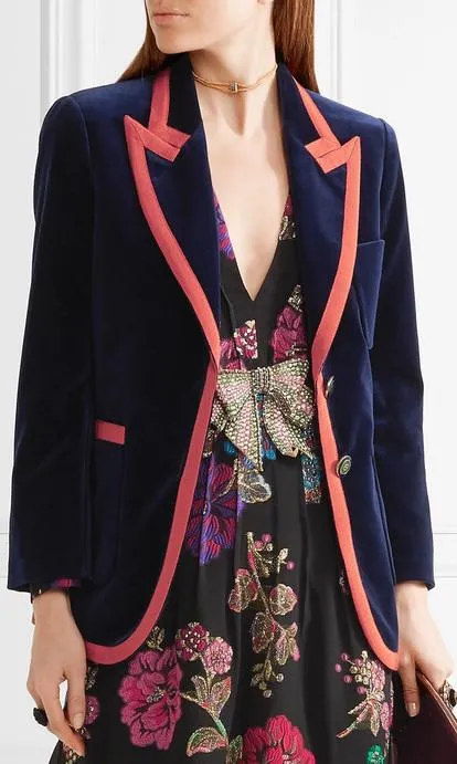 Grosgrain-Trimmed Velvet Blazer