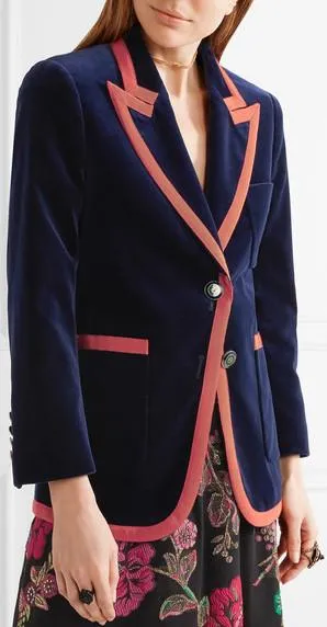 Grosgrain-Trimmed Velvet Blazer