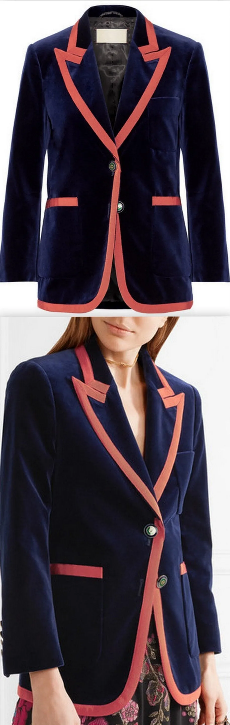 Grosgrain-Trimmed Velvet Blazer