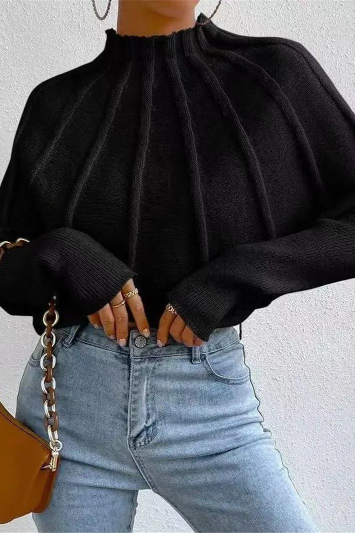 Half Turtleneck Long Sleeve Pullover Sweater