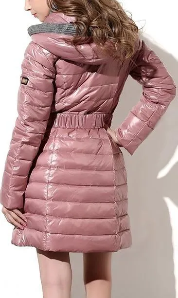 Hooded Puffer Down Coat, Pink