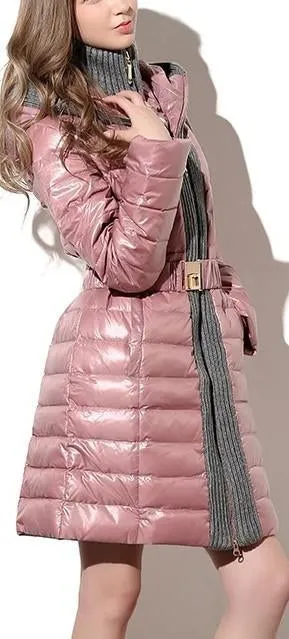 Hooded Puffer Down Coat, Pink