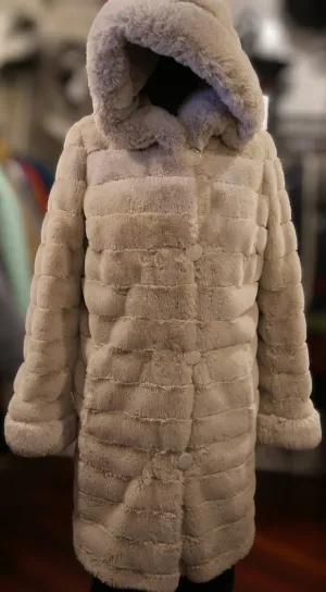 Joseph Ribkoff Reversible Faux Fur hooded coat