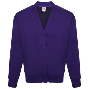 Kids Children Unisex School Uniform Plain Purple Fleece Cardigan