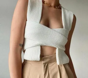 Knitted Sweater Vest | Women's Sexy Top | Pullover Y2K Top | Sleeveless Knitted Short Sweater | Sleeveless Vest Crop Sweater | Winter Vest