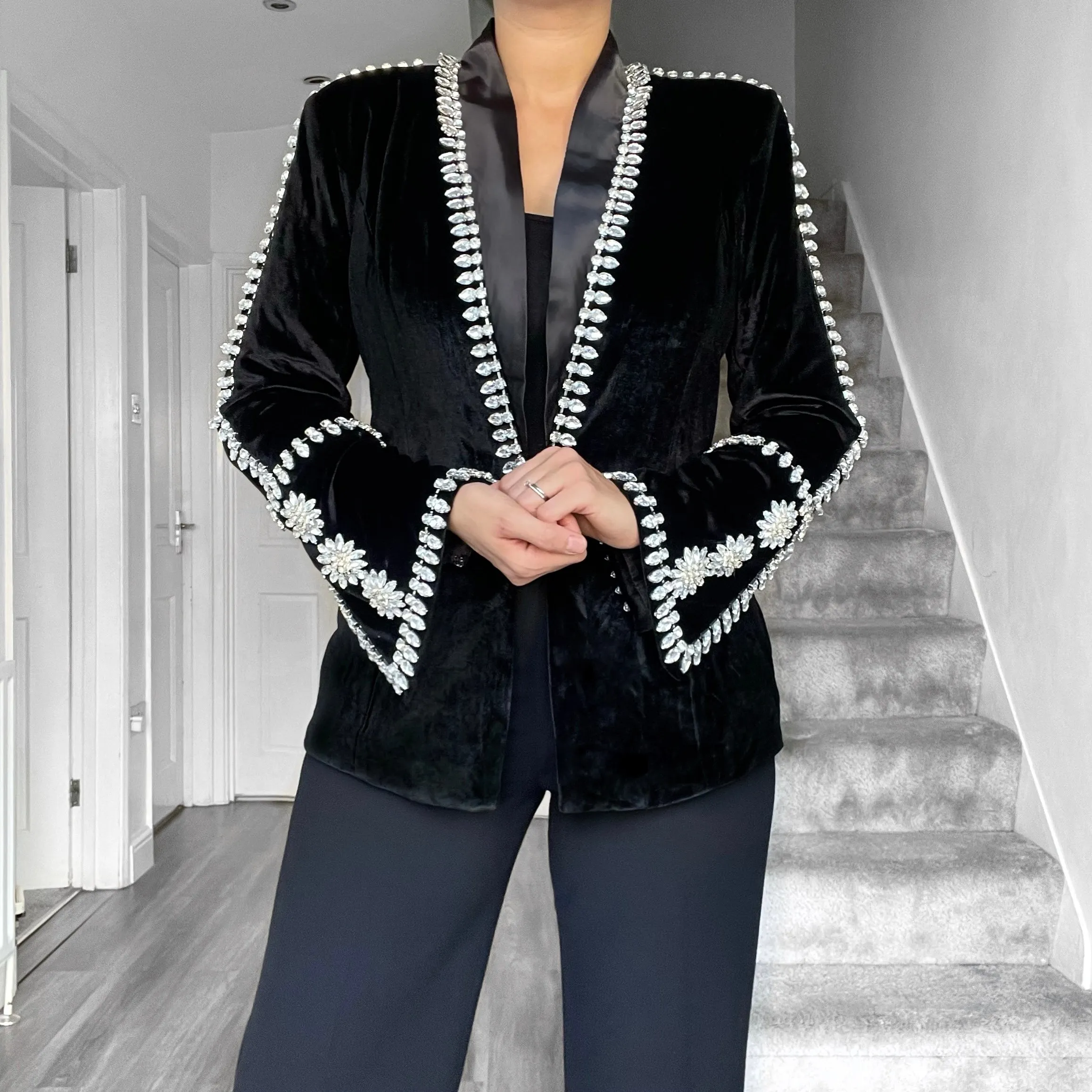 LA MIRAGE RHINESTONES EMBELLISHED BLAZER