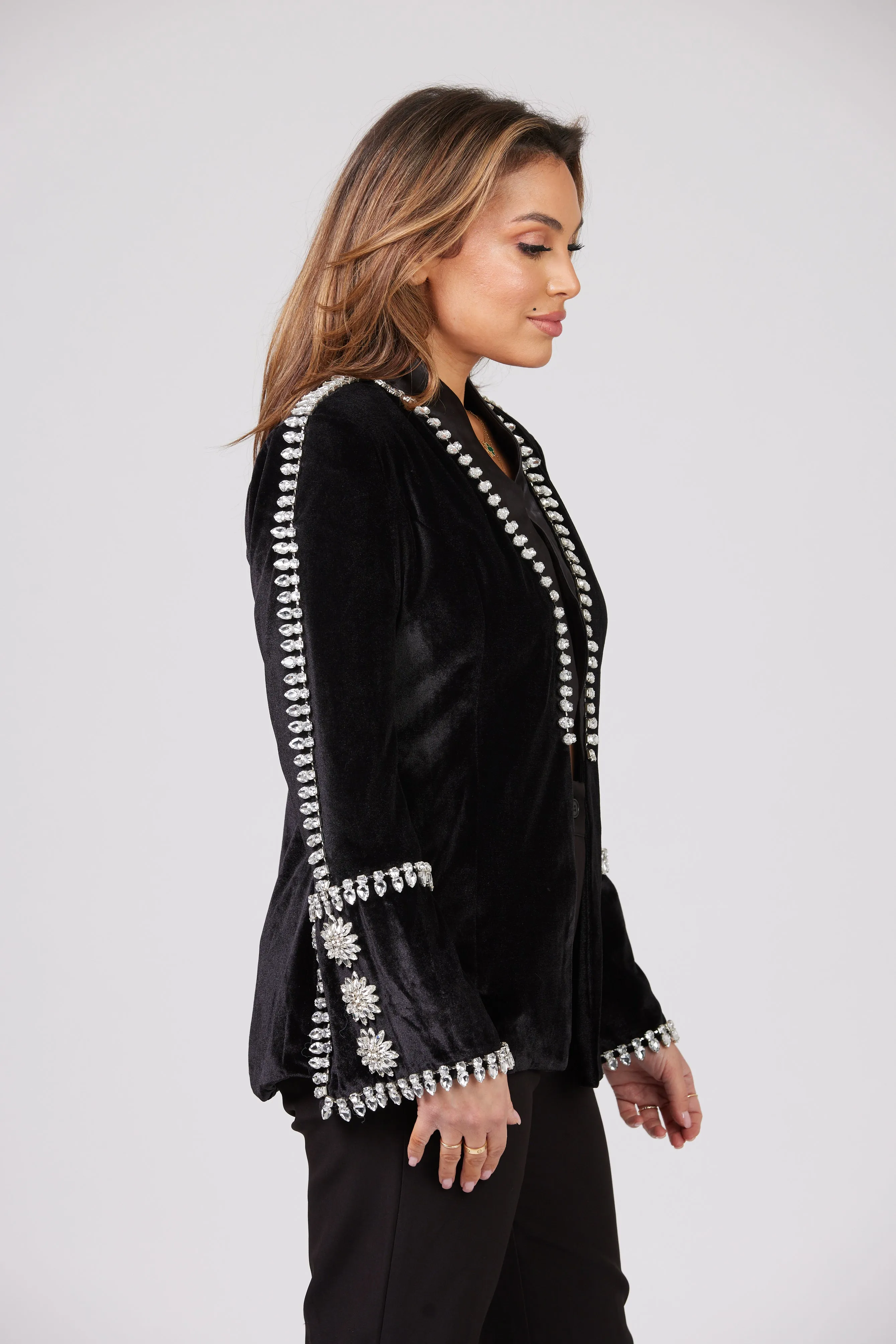 LA MIRAGE RHINESTONES EMBELLISHED BLAZER