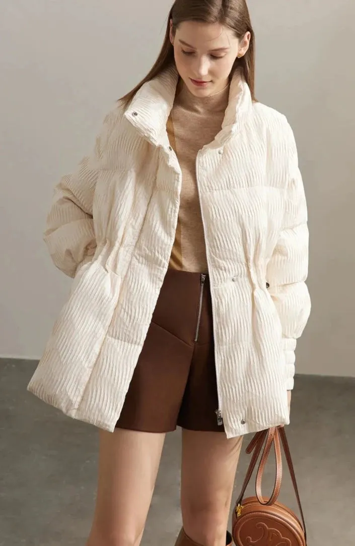 Lapel Collar Women's Duck Down Puffer Coat