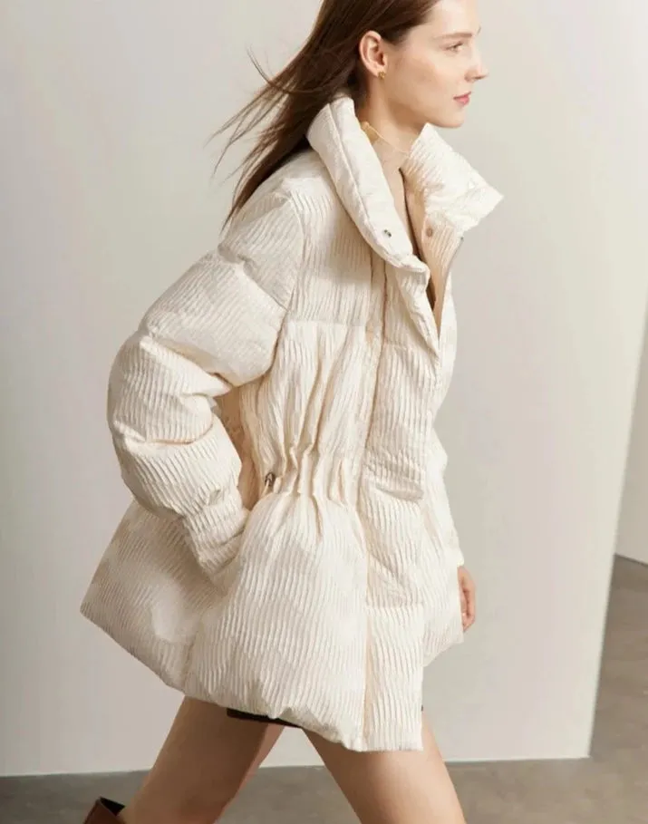 Lapel Collar Women's Duck Down Puffer Coat