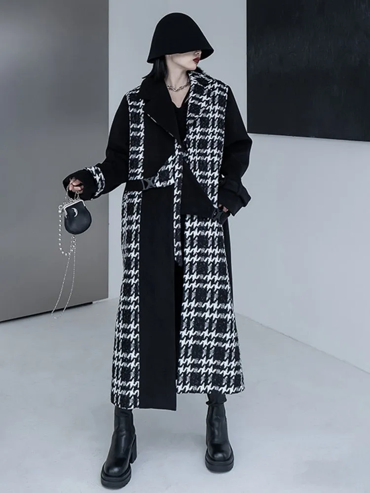 Lapel Loose Casual Patchwork Button Coat