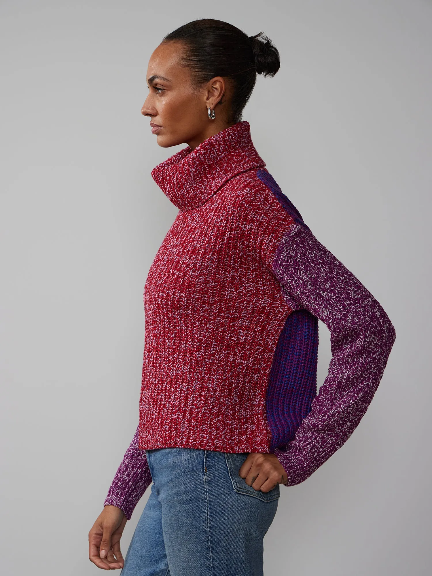 Long Sleeve Marled Colorblock Sweater