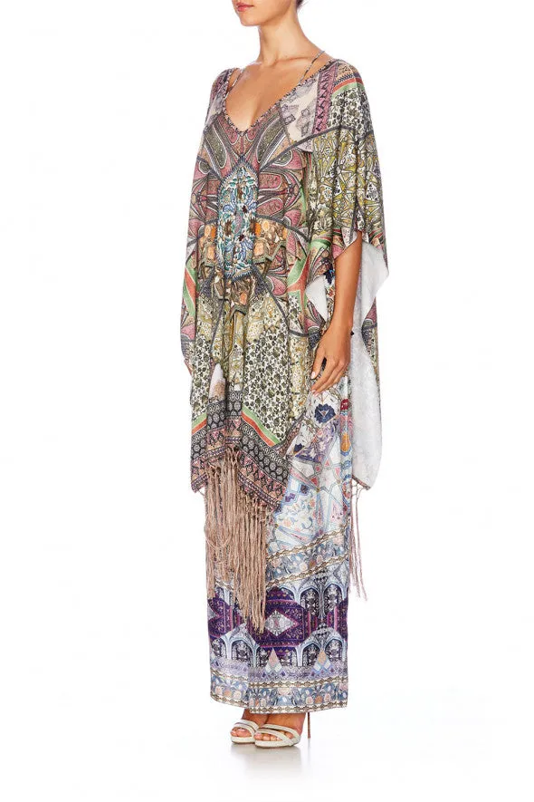 Long V Neck Poncho W/ Fringing- Soul Sisters