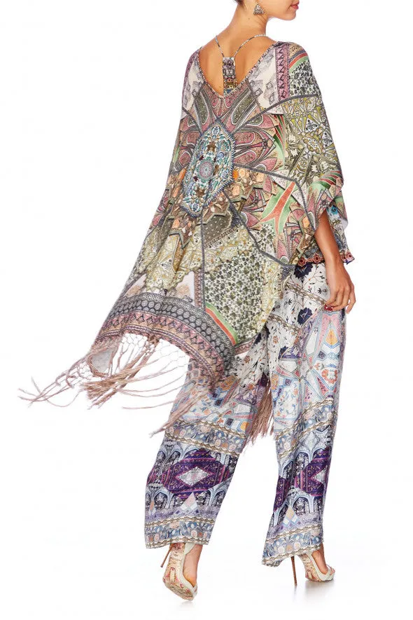 Long V Neck Poncho W/ Fringing- Soul Sisters