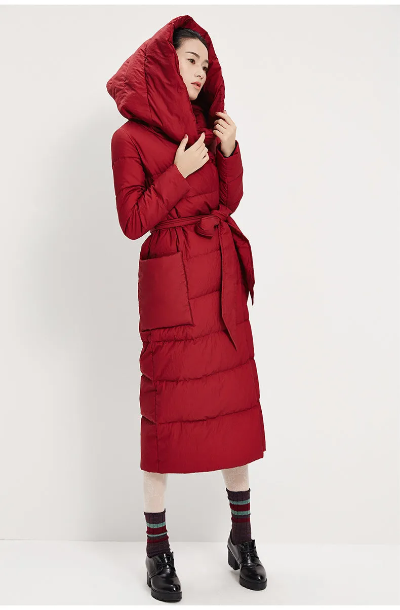 Long Winter Puffer Coat Duck Down Jacket, Down Jacket Women Hooded Down Coat/1005