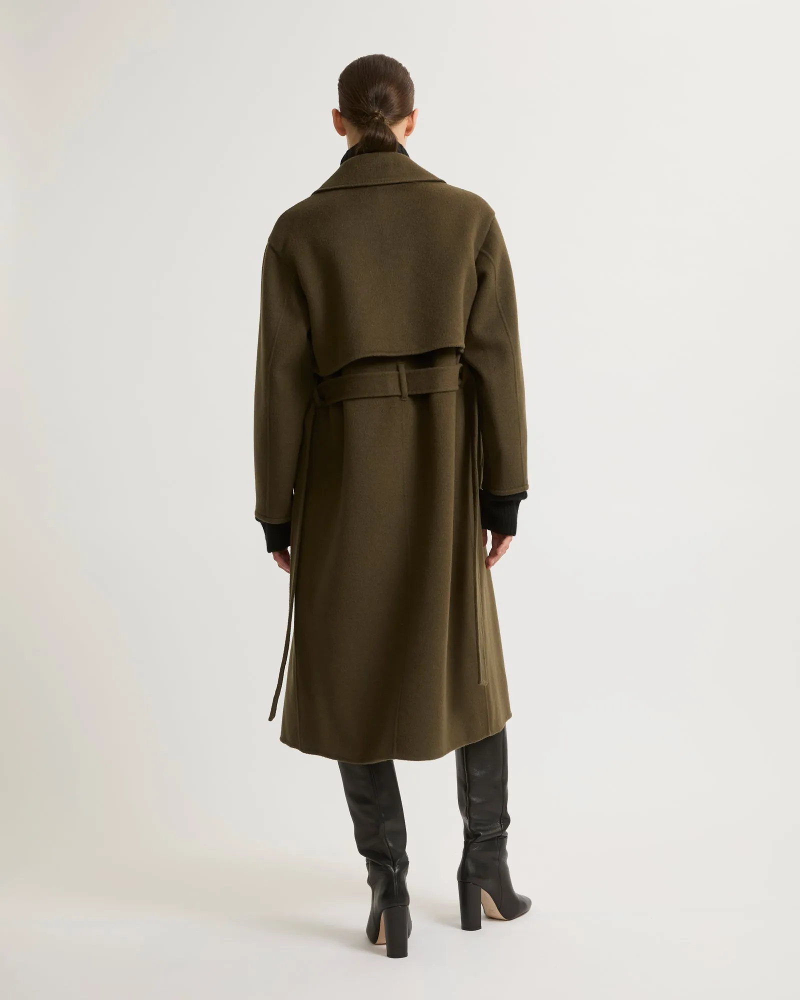 Long wool cashmere-blend trench coat