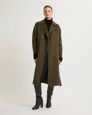 Long wool cashmere-blend trench coat