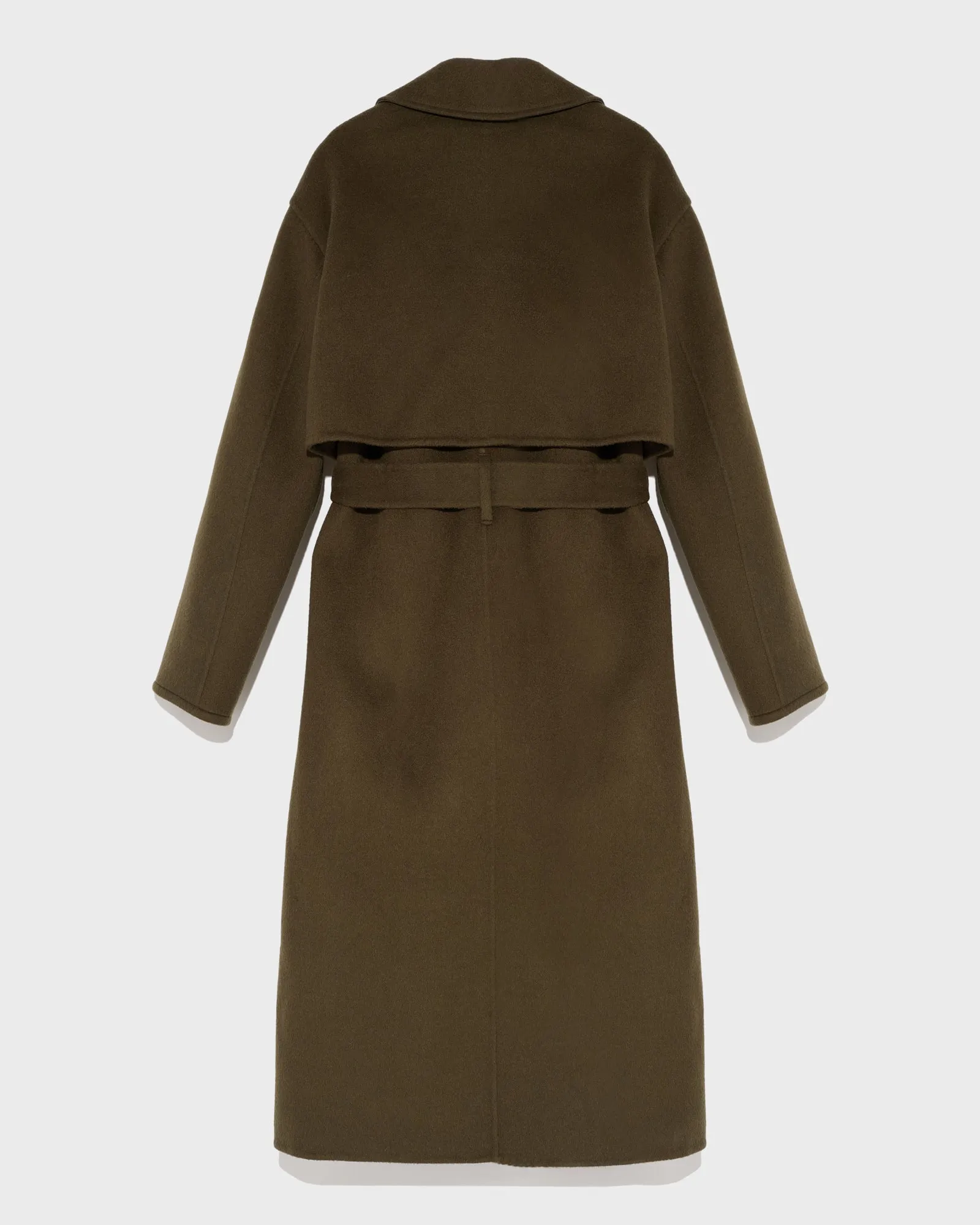 Long wool cashmere-blend trench coat