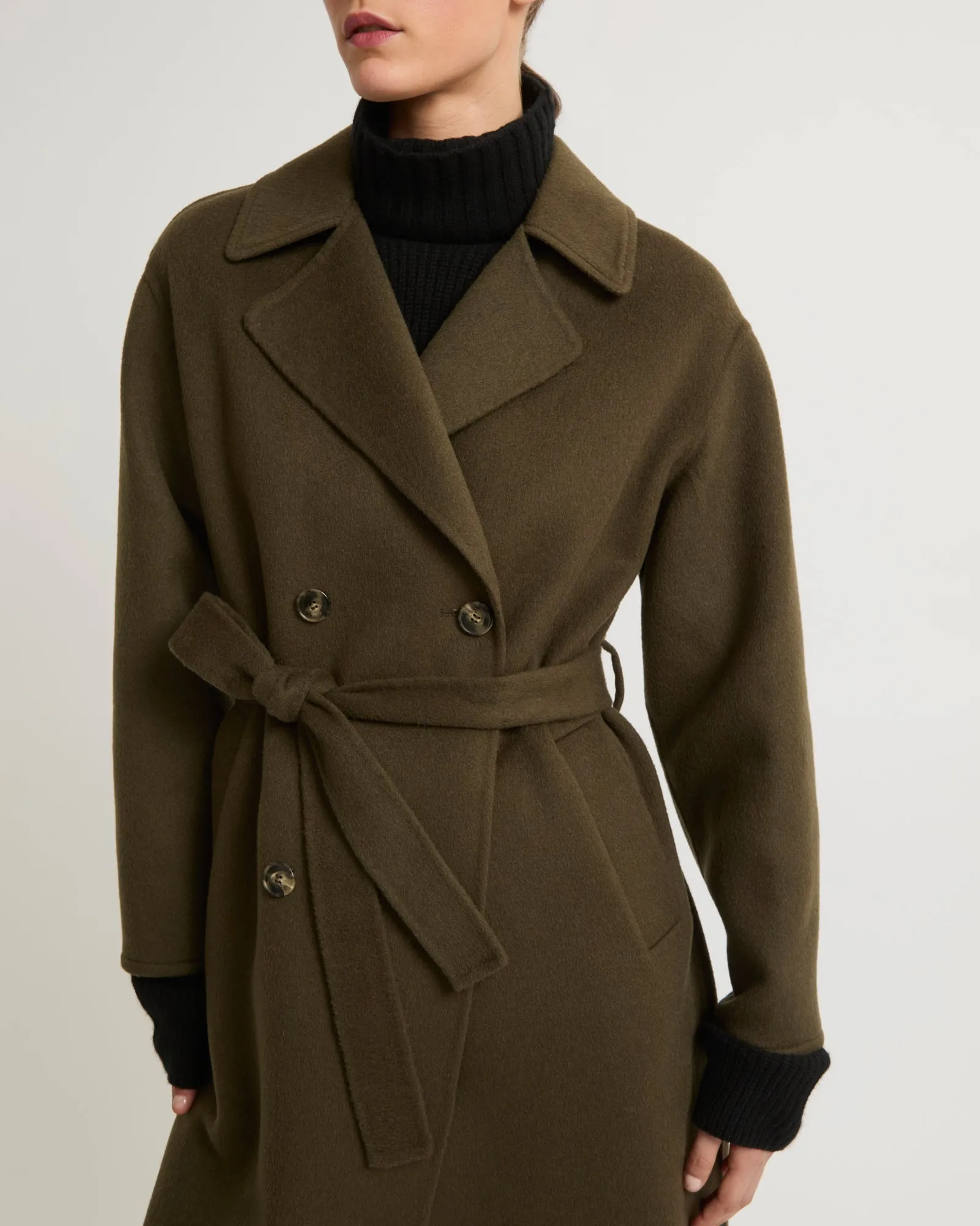 Long wool cashmere-blend trench coat