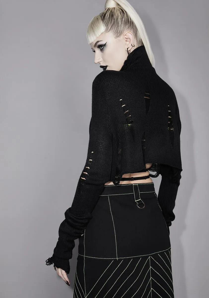 Lunar Ruins Distressed Crop Sweater