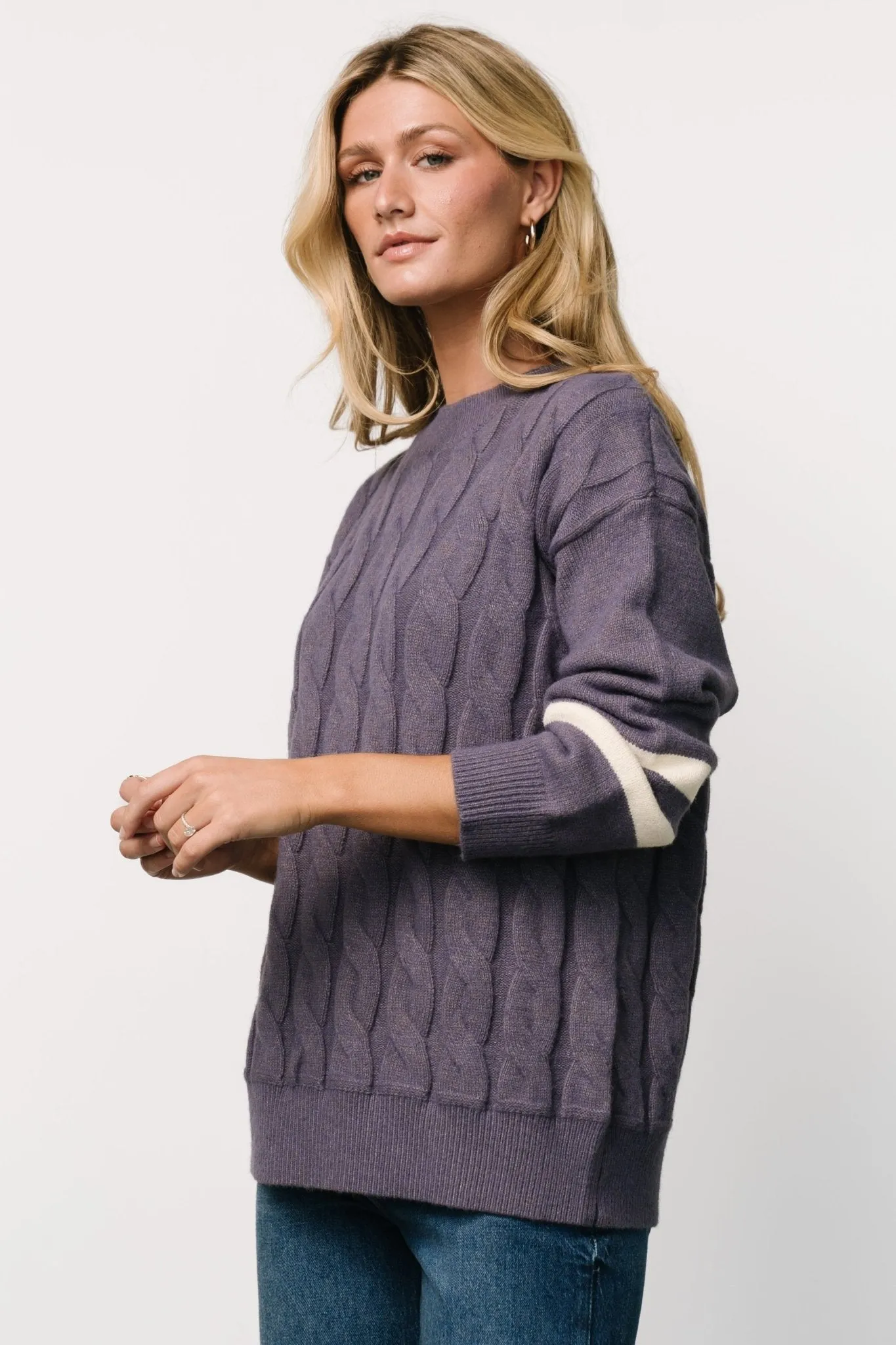 Lund Cable Knit Sweater | Vintage Purple