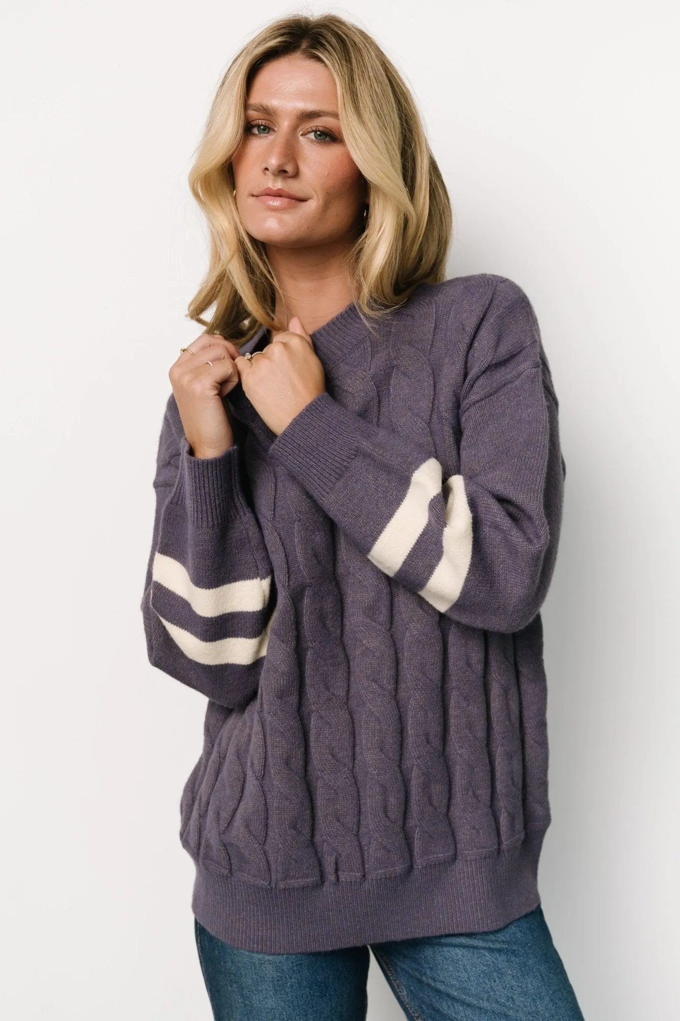 Lund Cable Knit Sweater | Vintage Purple