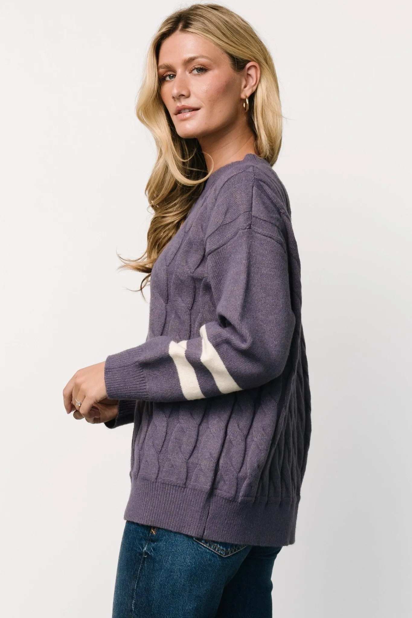 Lund Cable Knit Sweater | Vintage Purple