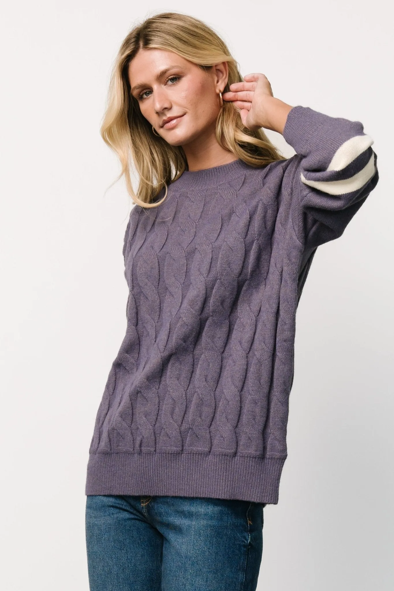 Lund Cable Knit Sweater | Vintage Purple