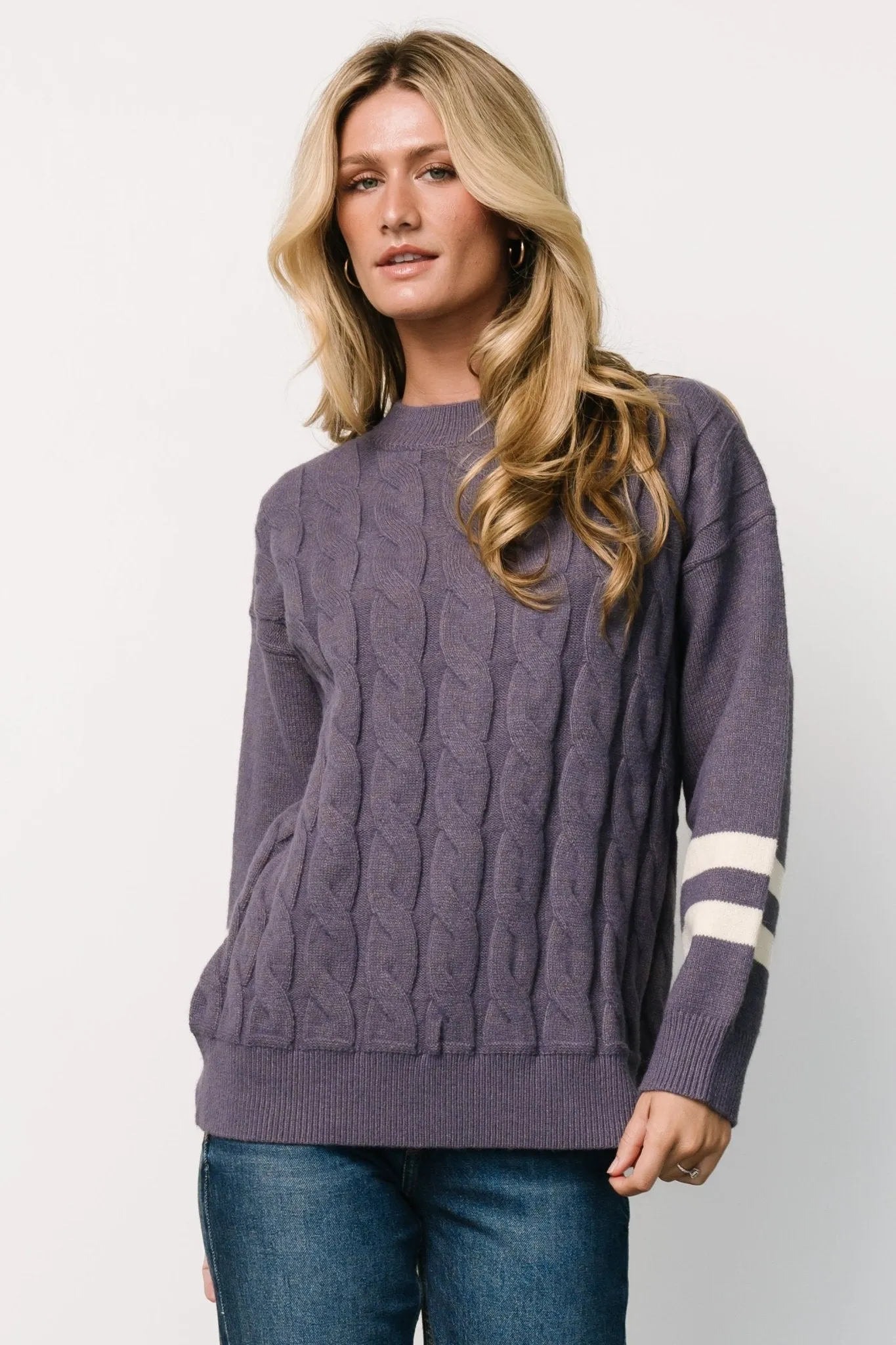 Lund Cable Knit Sweater | Vintage Purple