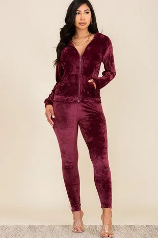 Lush Velvet Hoodie and Legging Set