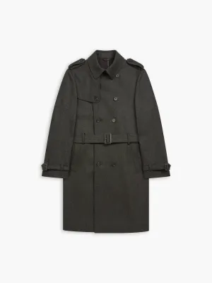 Manzotti Slim Fit Trench Coat in Olive