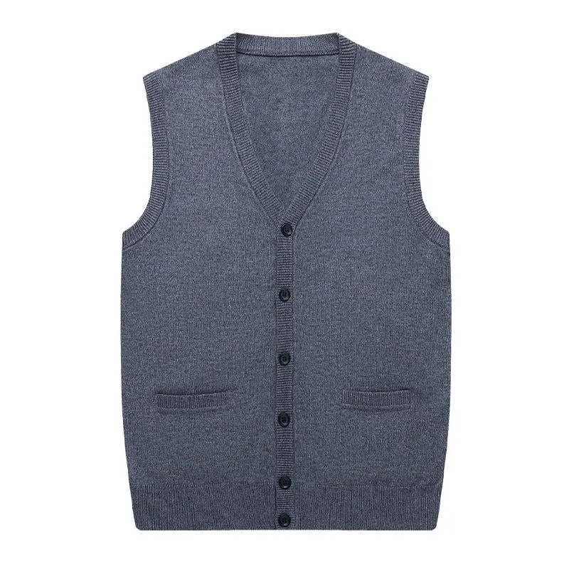 Men's Casual Solid Color Knitted Cardigan Vest 96080419X